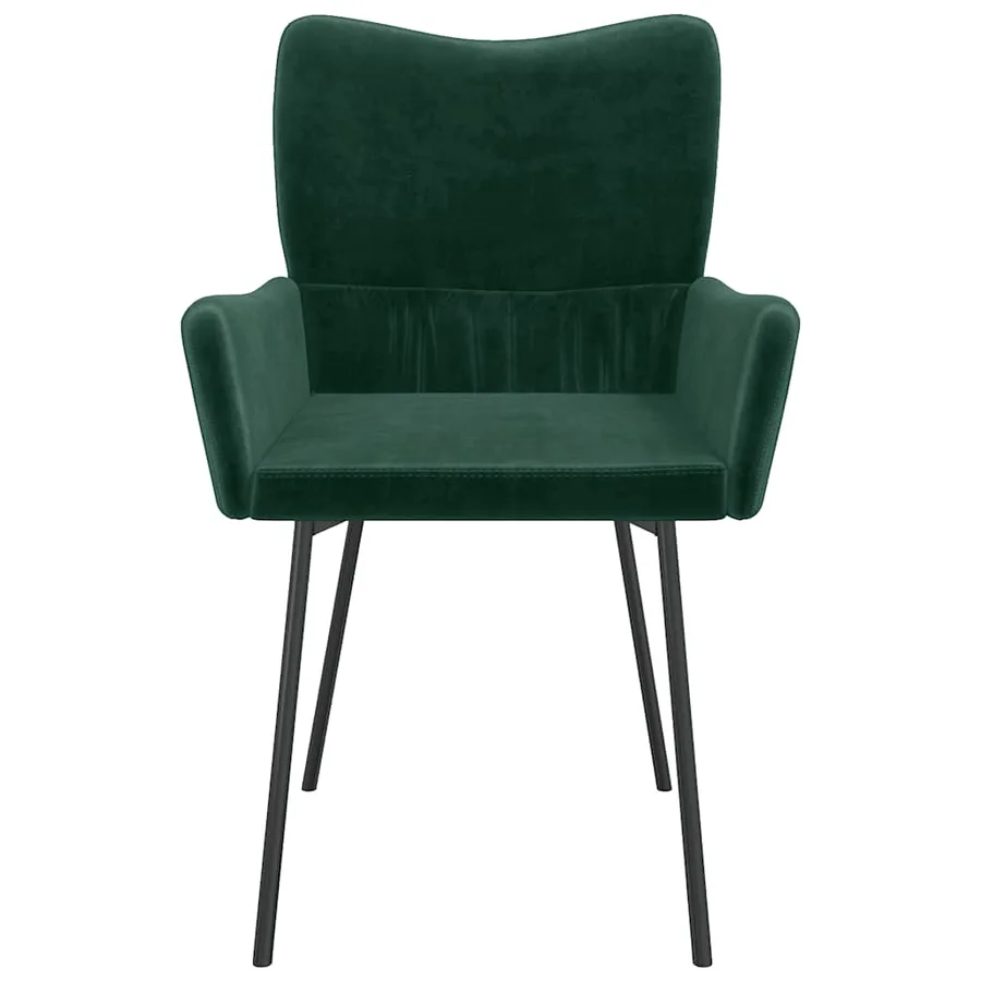 Chaises à manger lot de 2 Vert foncé Velours - 5