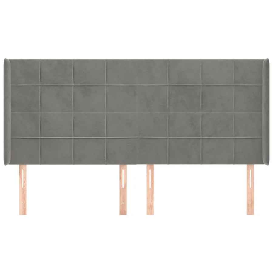 Tête de lit avec oreilles Gris clair 163x16x118/128 cm Velours - 3