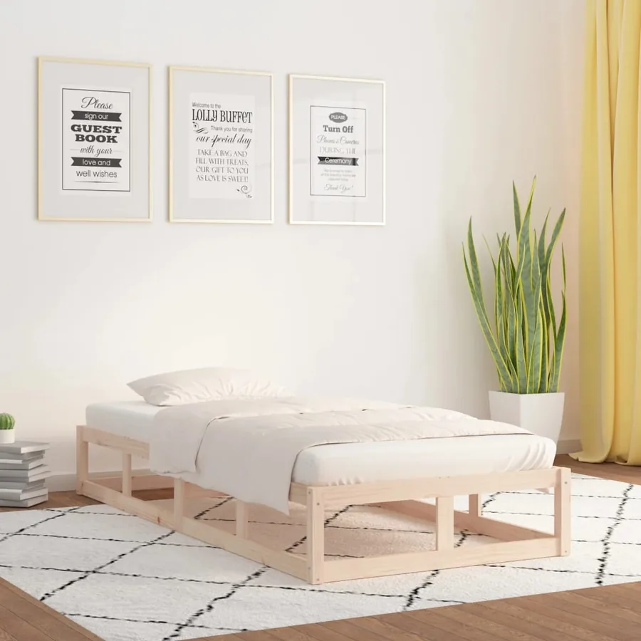 Cadre de lit sans matelas 75x190 cm bois massif