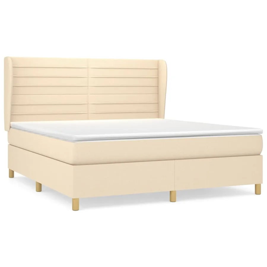 Sommier à lattes de lit avec matelas Crème 180x200 cm Tissu - 2