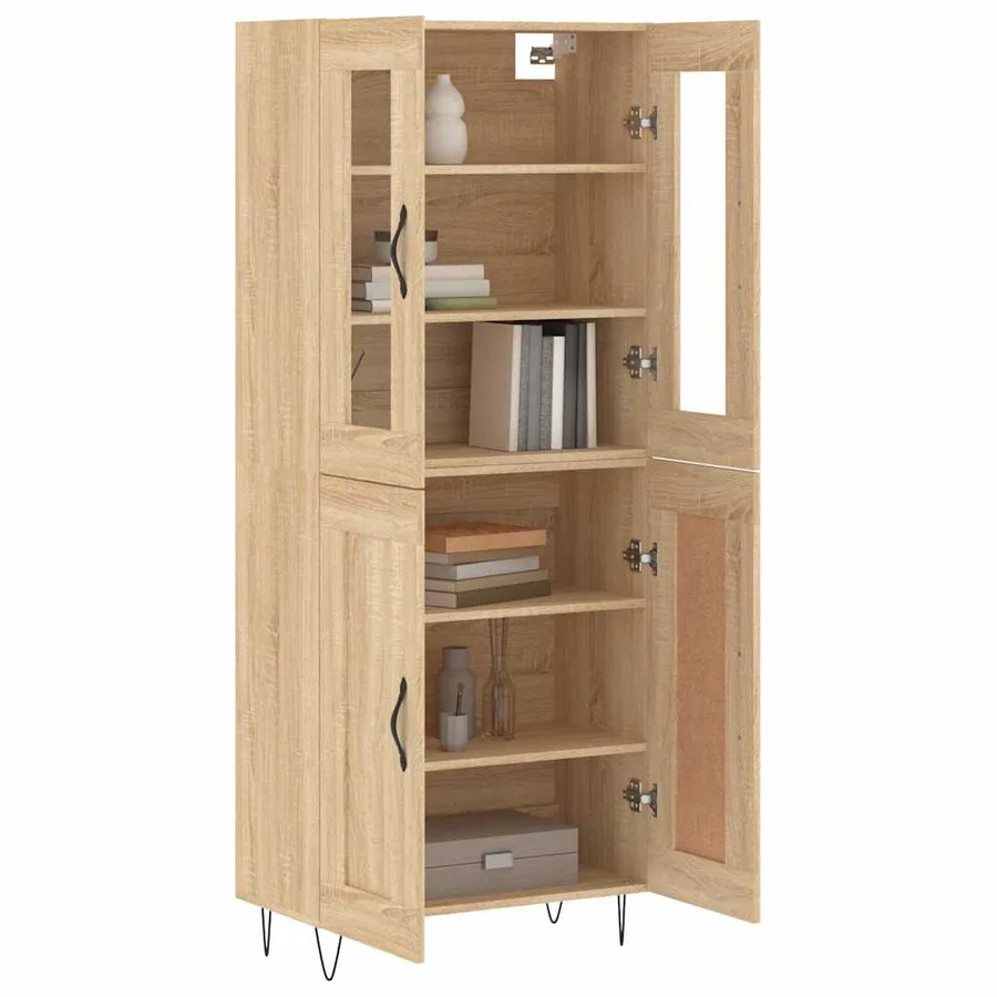 Buffet haut Chêne sonoma 69,5x34x180 cm Bois d'ingénierie - 3