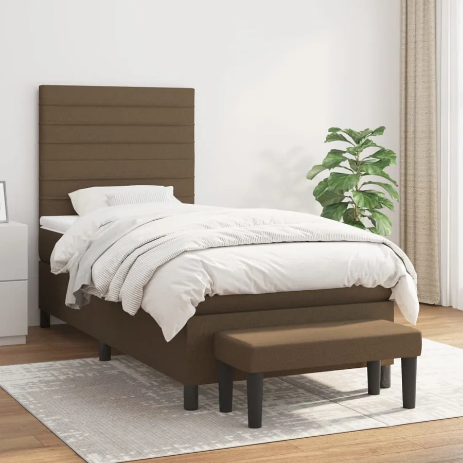 Sommier à lattes de lit avec matelas Marron foncé 90x190 cm