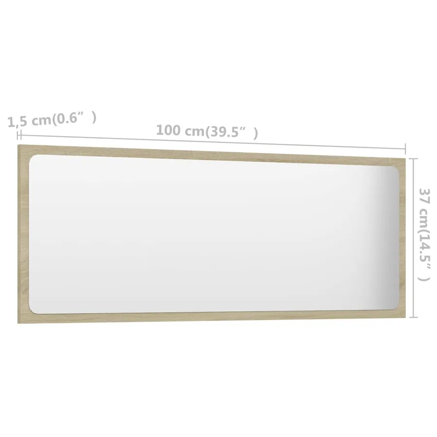 Miroir de salle de bain Chêne sonoma 100x1,5x37 cm Aggloméré - 5