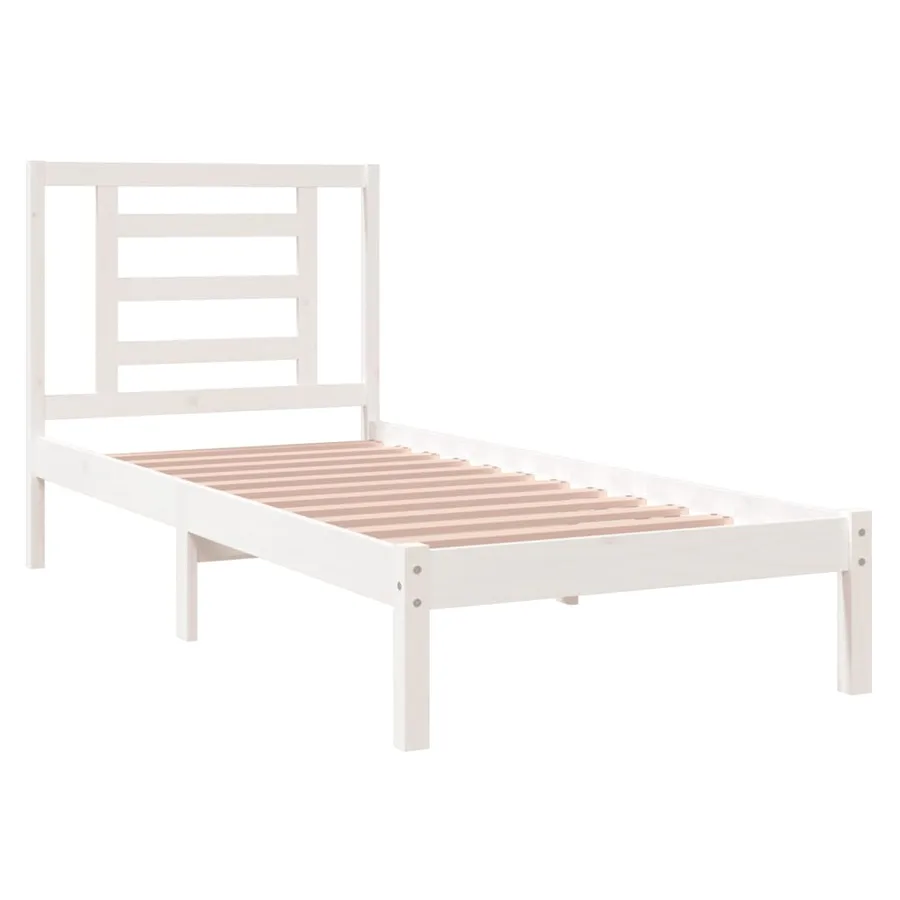 Cadre de lit sans matelas blanc 75x190 cm bois massif - 4