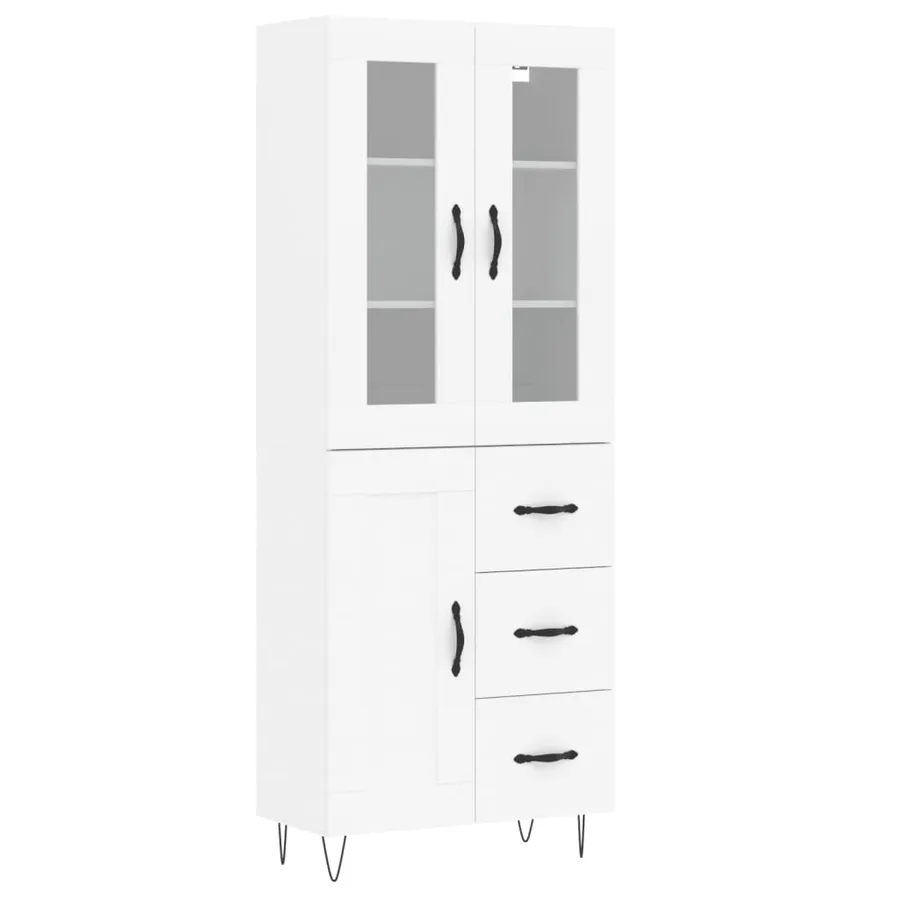 Buffet haut Blanc 69,5x34x180 cm Bois d'ingénierie - 2