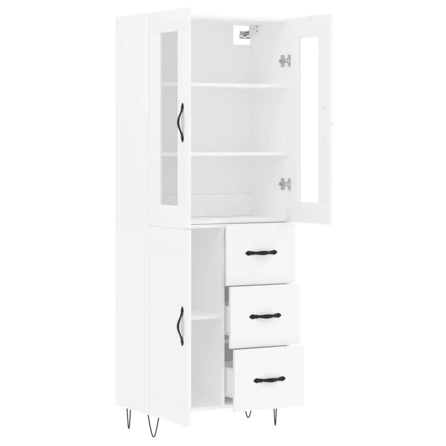 Buffet haut Blanc 69,5x34x180 cm Bois d'ingénierie - 4