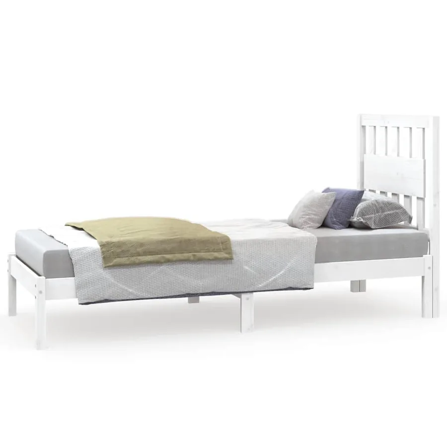 Cadre de lit sans matelas blanc bois massif - 2