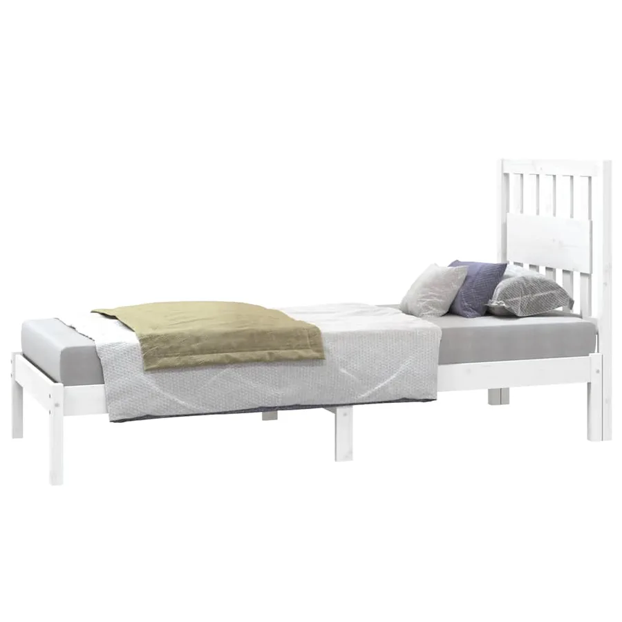 Cadre de lit sans matelas blanc bois massif - 3