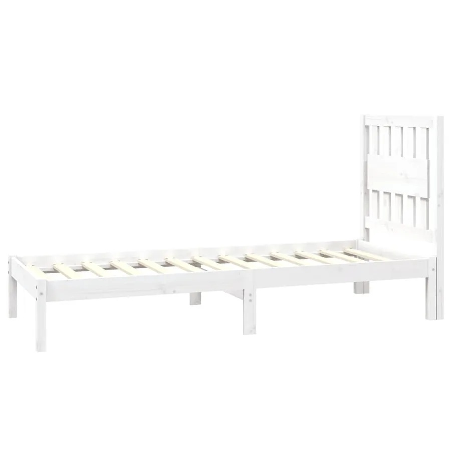 Cadre de lit sans matelas blanc bois massif - 5