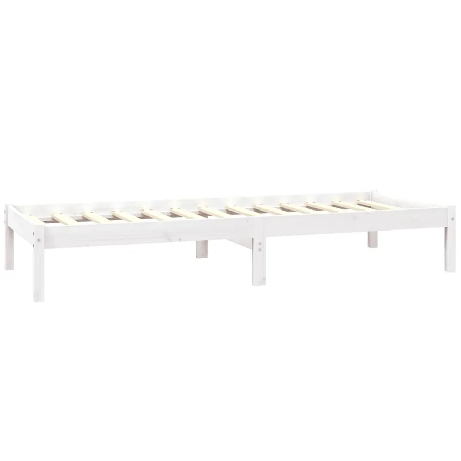 Cadre de lit sans matelas blanc bois massif - 6