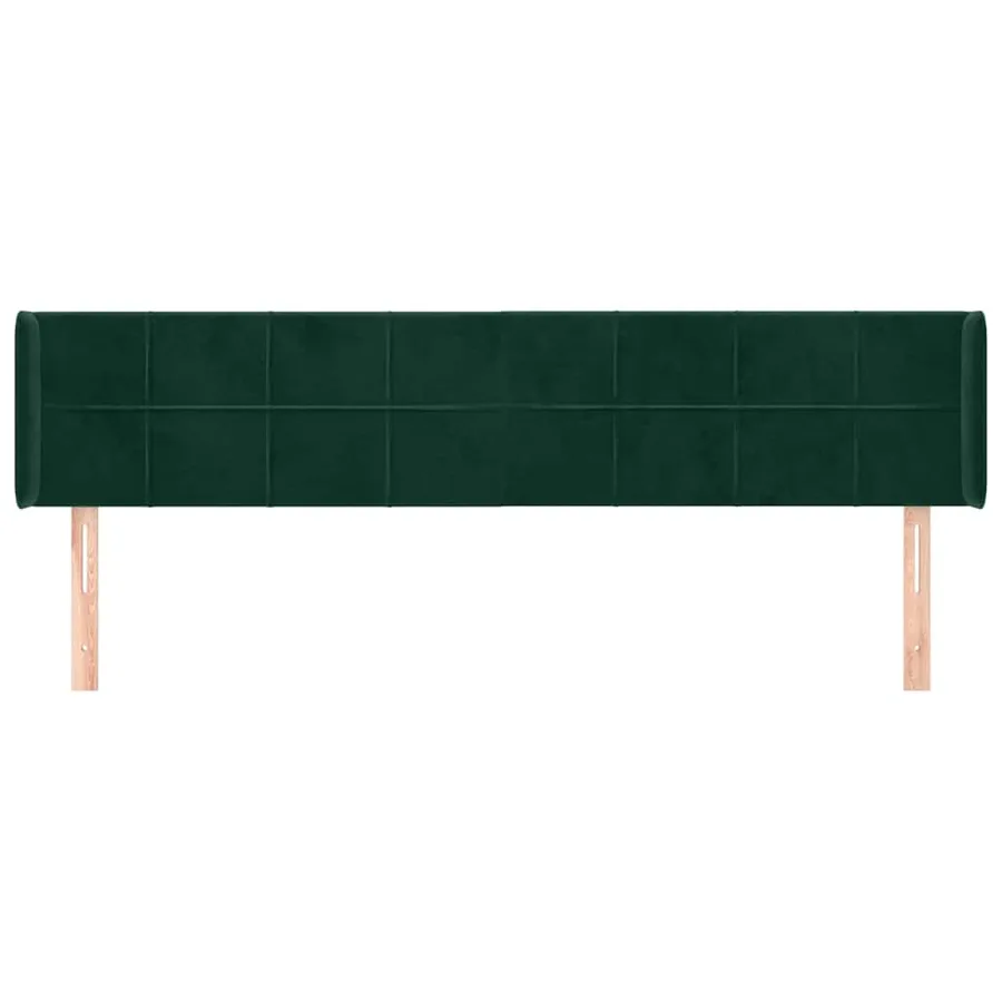 Tête de lit avec oreilles Vert foncé 163x16x78/88 cm Velours - 3