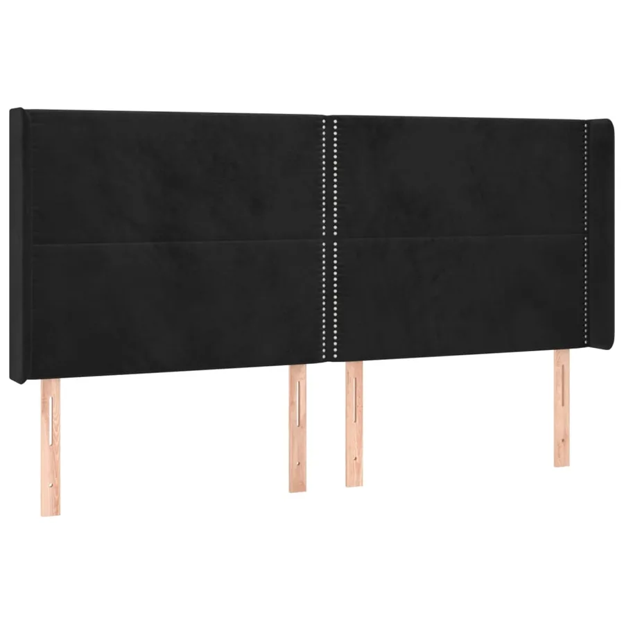 Tête de lit avec oreilles Noir 163x16x118/128 cm Velours - 2