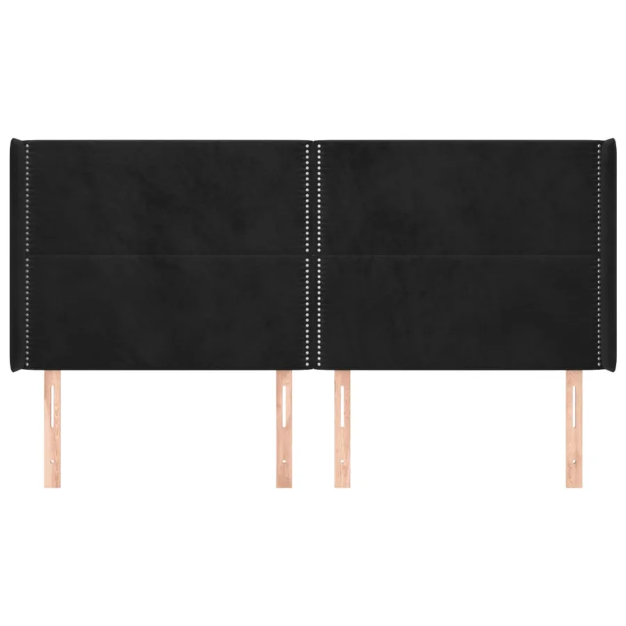 Tête de lit avec oreilles Noir 163x16x118/128 cm Velours - 3