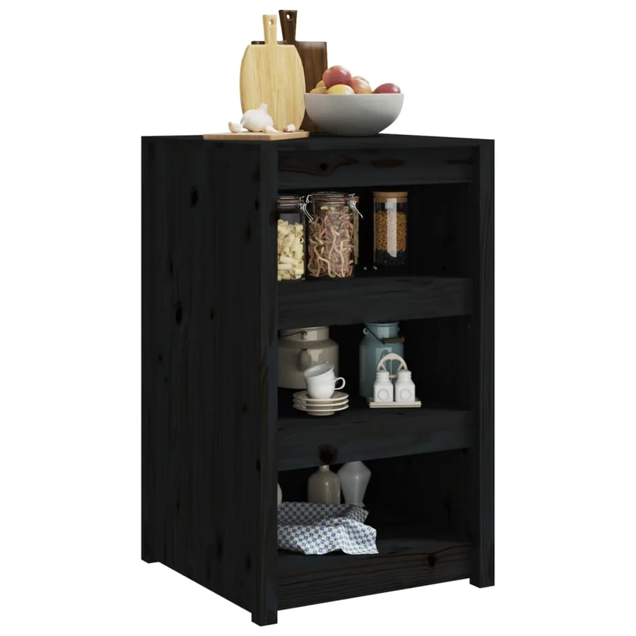 Armoire de cuisine d'extérieur MEPPEL noir 55x55x92 cm bois pin massif - 3