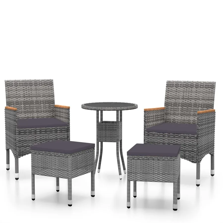 Salon de jardin 5 pcs Résine tressée Gris - 2