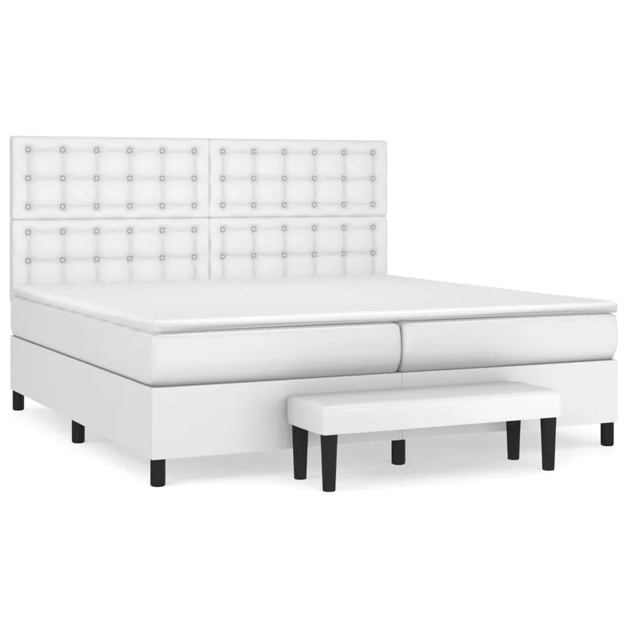 Sommier à lattes de lit avec matelas Blanc 200x200cm Similicuir - 2