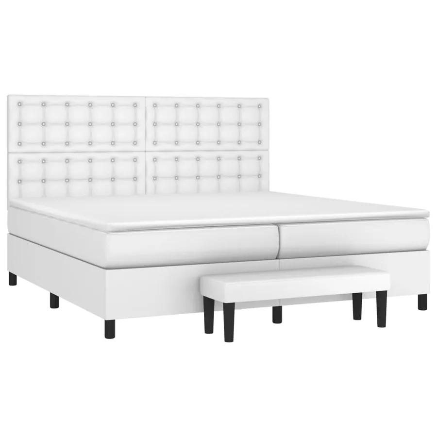 Sommier à lattes de lit avec matelas Blanc 200x200cm Similicuir - 3