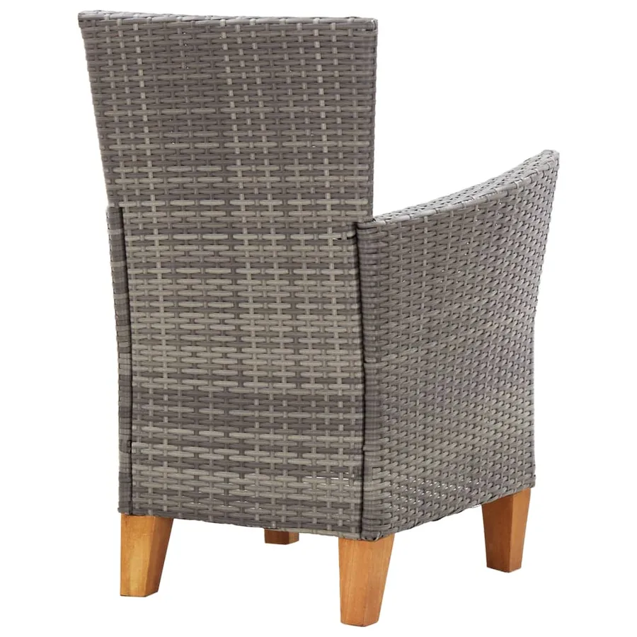 Chaises de jardin lot de 2 avec coussins Résine tressée Gris - 5