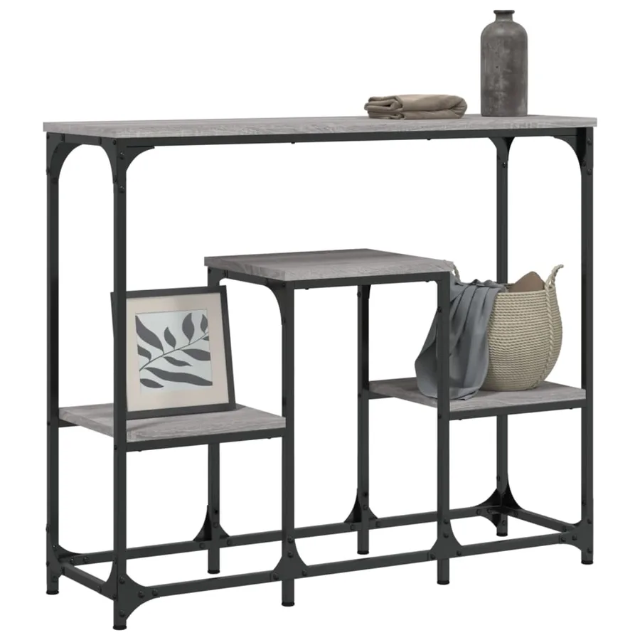 Table console sonoma gris 89,5x28x76 cm bois d'ingénierie - 3
