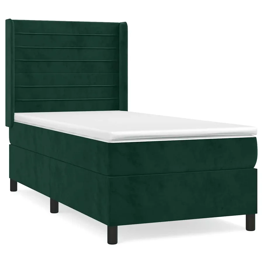 Sommier à lattes de lit avec matelas Vert foncé 90x190 cm - 2