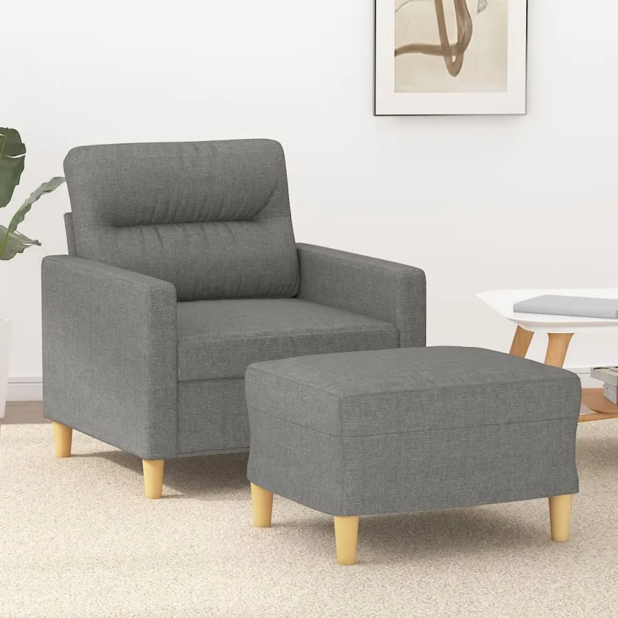 Fauteuil avec repose-pied Gris foncé 60 cm Tissu