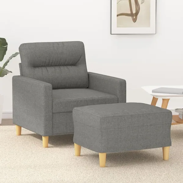 Fauteuil avec repose-pied Gris foncé 60 cm Tissu