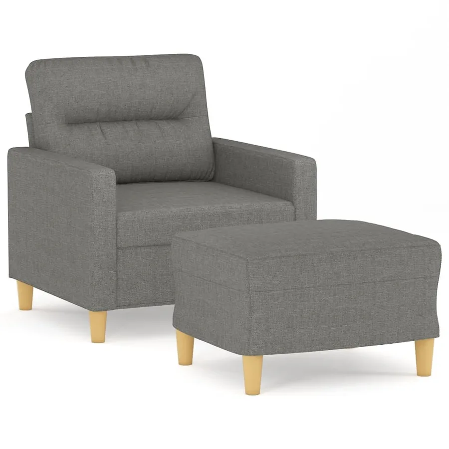 Fauteuil avec repose-pied Gris foncé 60 cm Tissu - 2