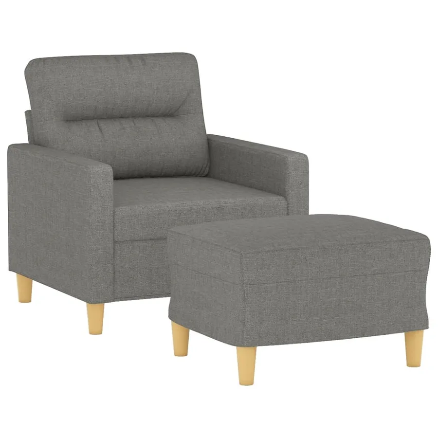 Fauteuil avec repose-pied Gris foncé 60 cm Tissu - 3