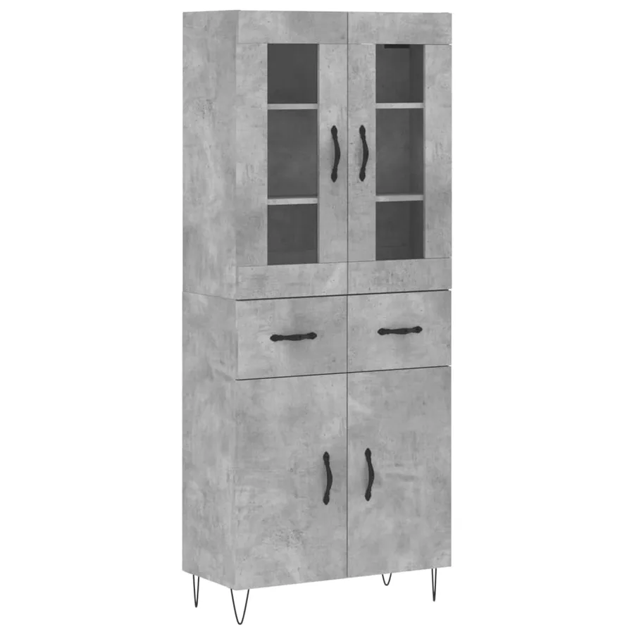 Buffet haut Gris béton 69,5x34x180 cm Bois d'ingénierie - 2