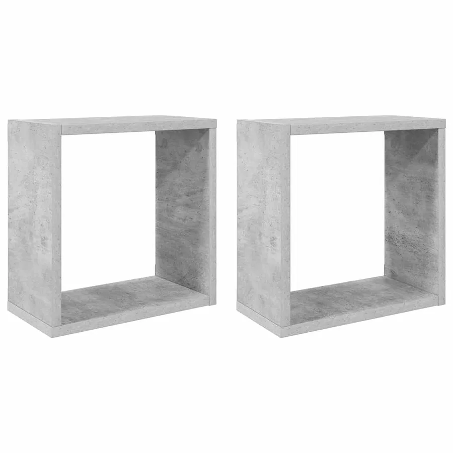 Étagères cube murales 2 pcs Gris béton 30x15x30 cm - 2