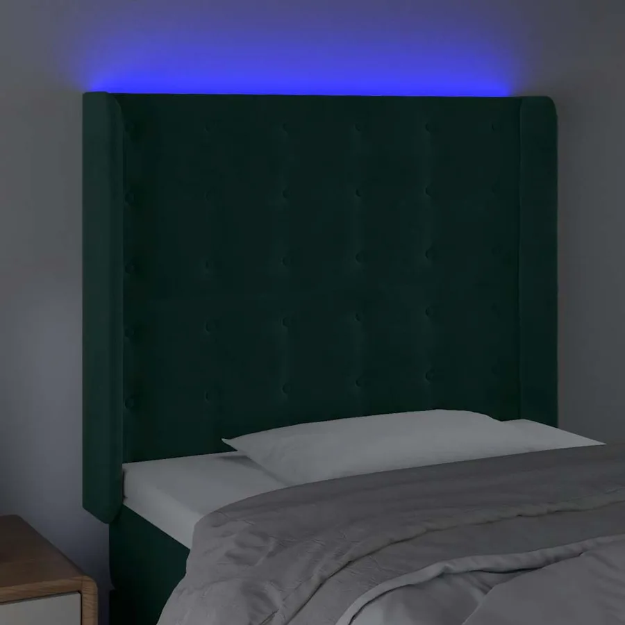 Tête de lit à LED Vert foncé 83x16x118/128 cm Velours - 4