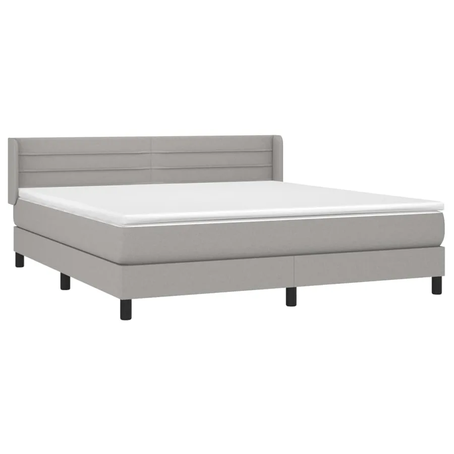 Sommier à lattes de lit avec matelas Gris clair 180x200cm Tissu - 3