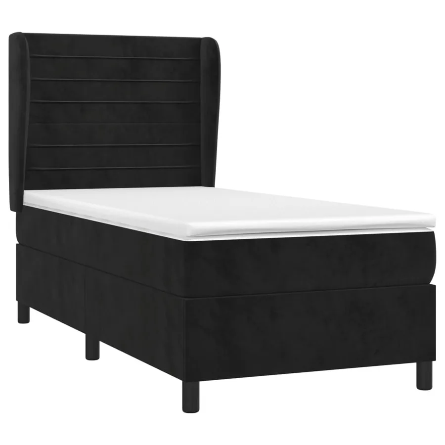 Sommier à lattes de lit avec matelas Noir 100x200 cm Velours - 3