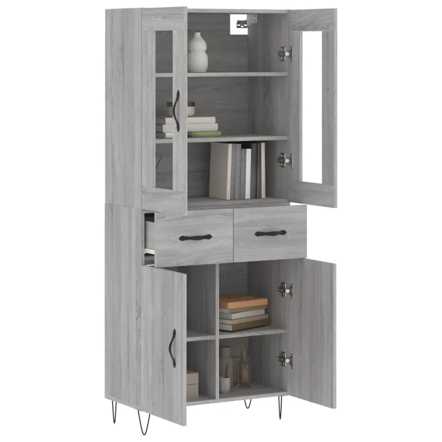 Buffet haut Sonoma gris 69,5x34x180 cm Bois d'ingénierie - 3