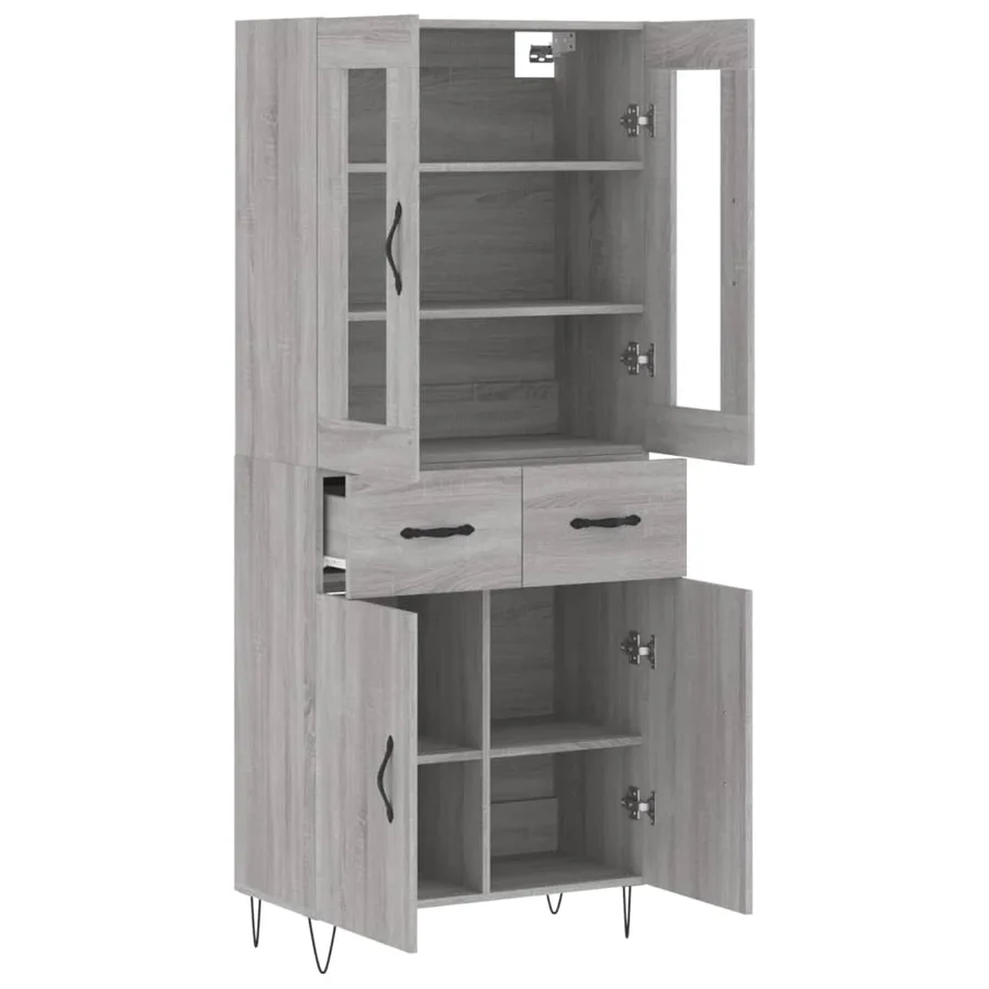 Buffet haut Sonoma gris 69,5x34x180 cm Bois d'ingénierie - 4