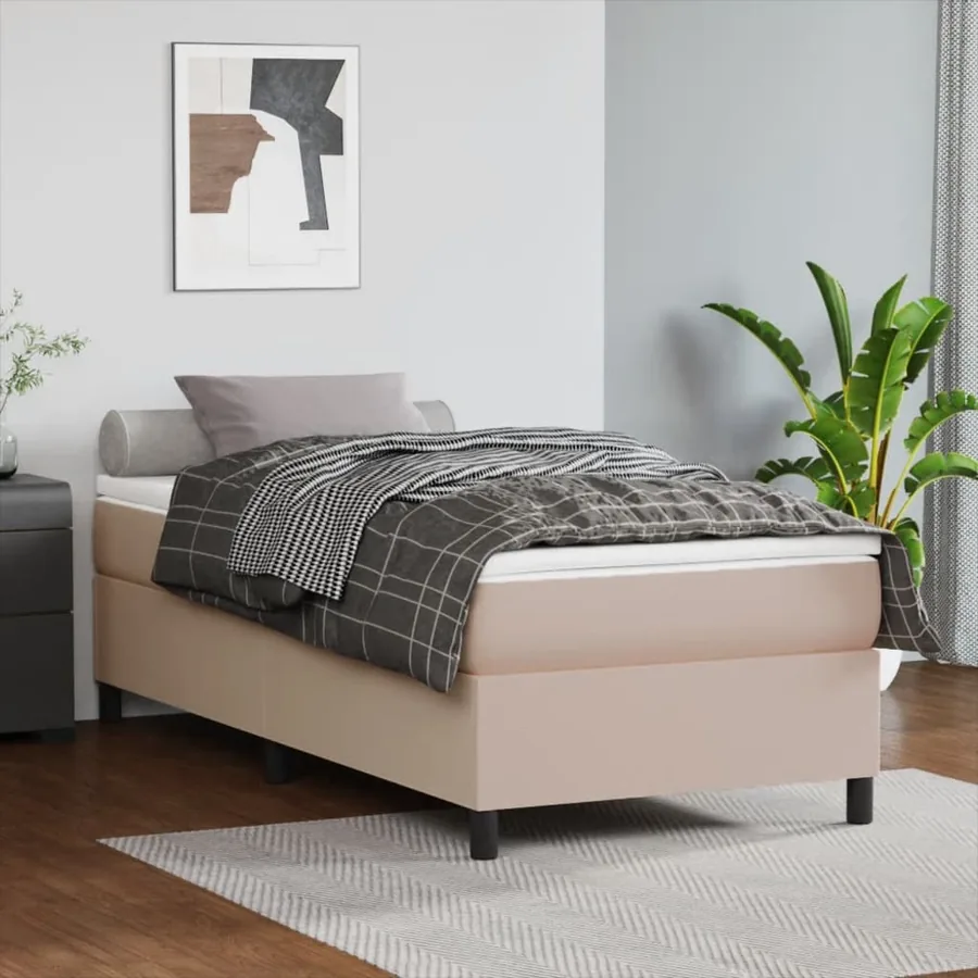 Sommier à lattes de lit avec matelas Cappuccino 90x190 cm