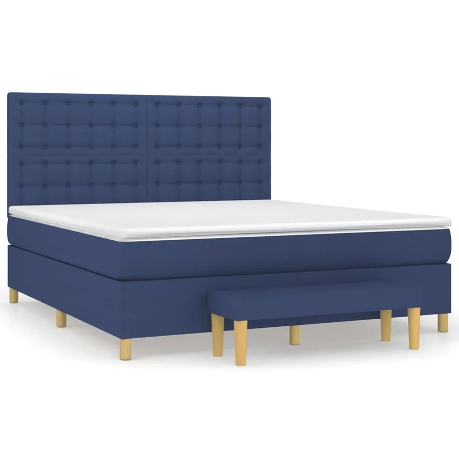 Sommier à lattes de lit avec matelas Bleu 160x200 cm Tissu - 2