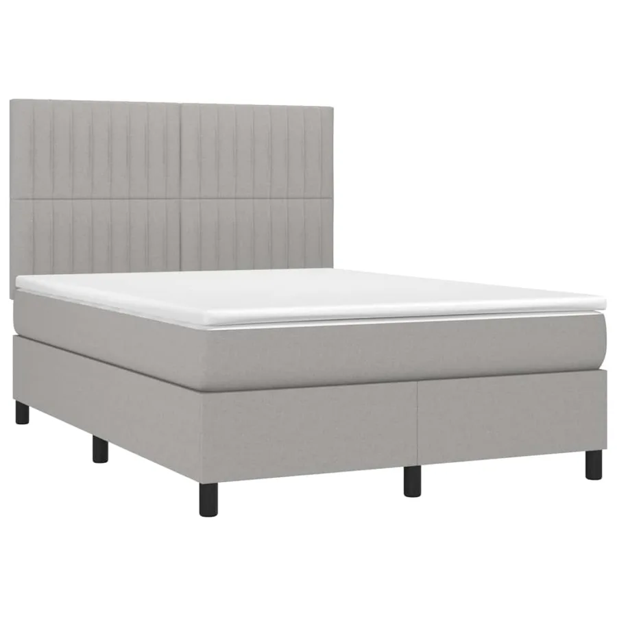 Sommier à lattes de lit et matelas et LED Gris clair 140x200 cm - 3