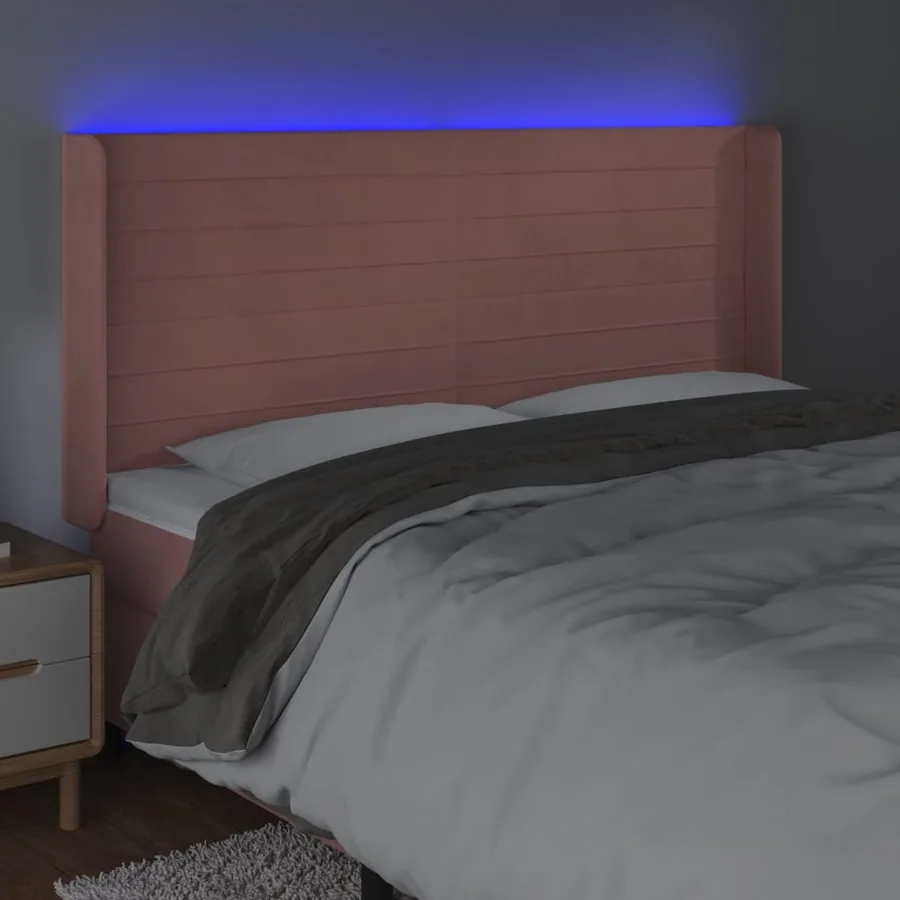 Tête de lit à LED Rose 163x16x118/128 cm Velours - 4