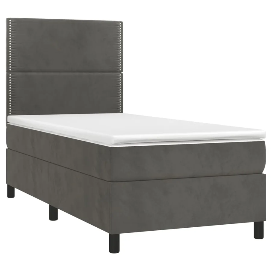 Sommier à lattes de lit avec matelas et LED Gris foncé 90x190cm - 3