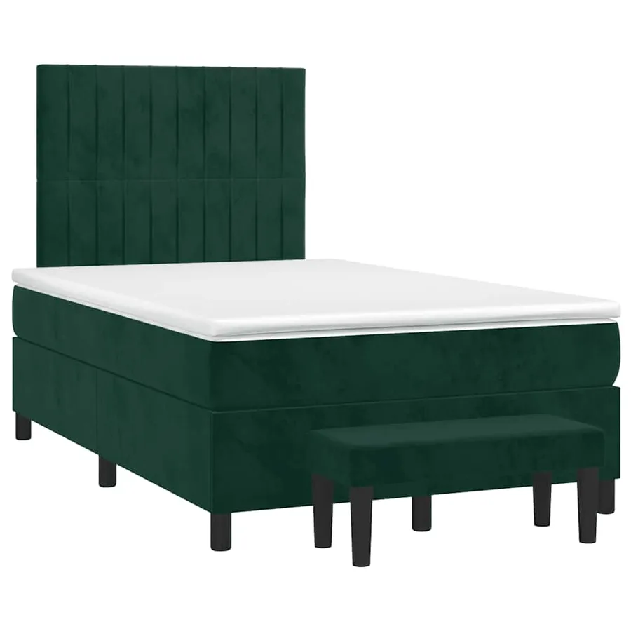 Sommier à lattes de lit et matelas Vert foncé 120x200cm Velours - 3