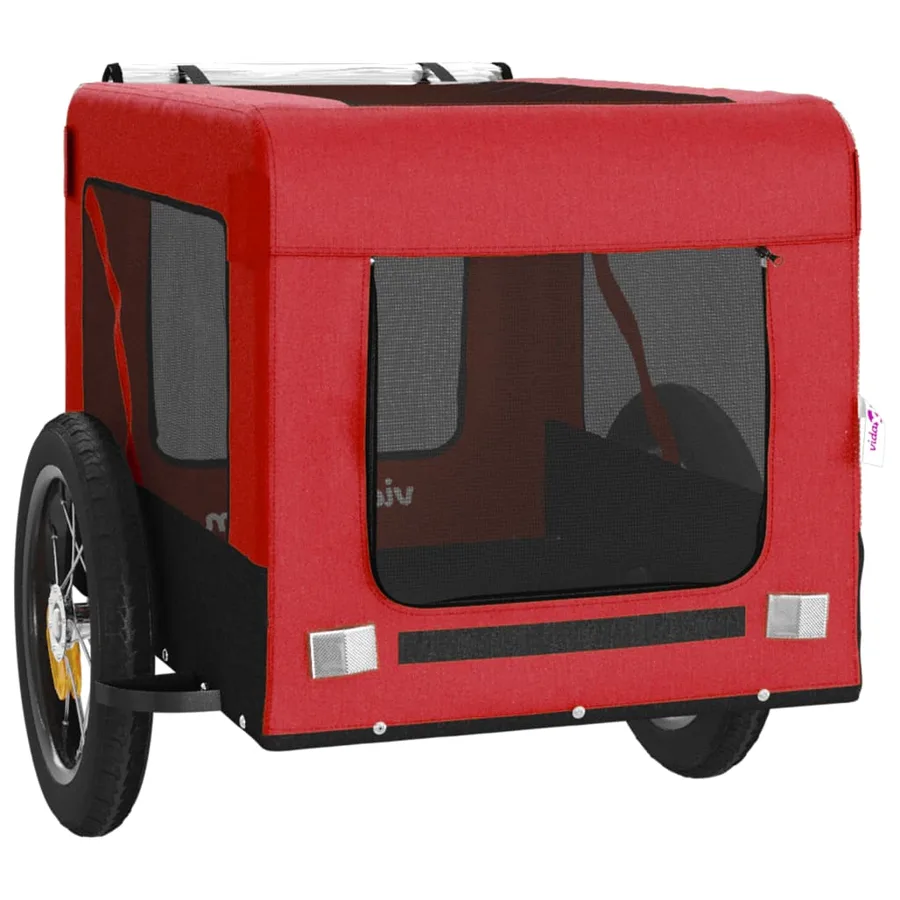 Remorque de vélo pour animaux de compagnie rouge et noir - 6