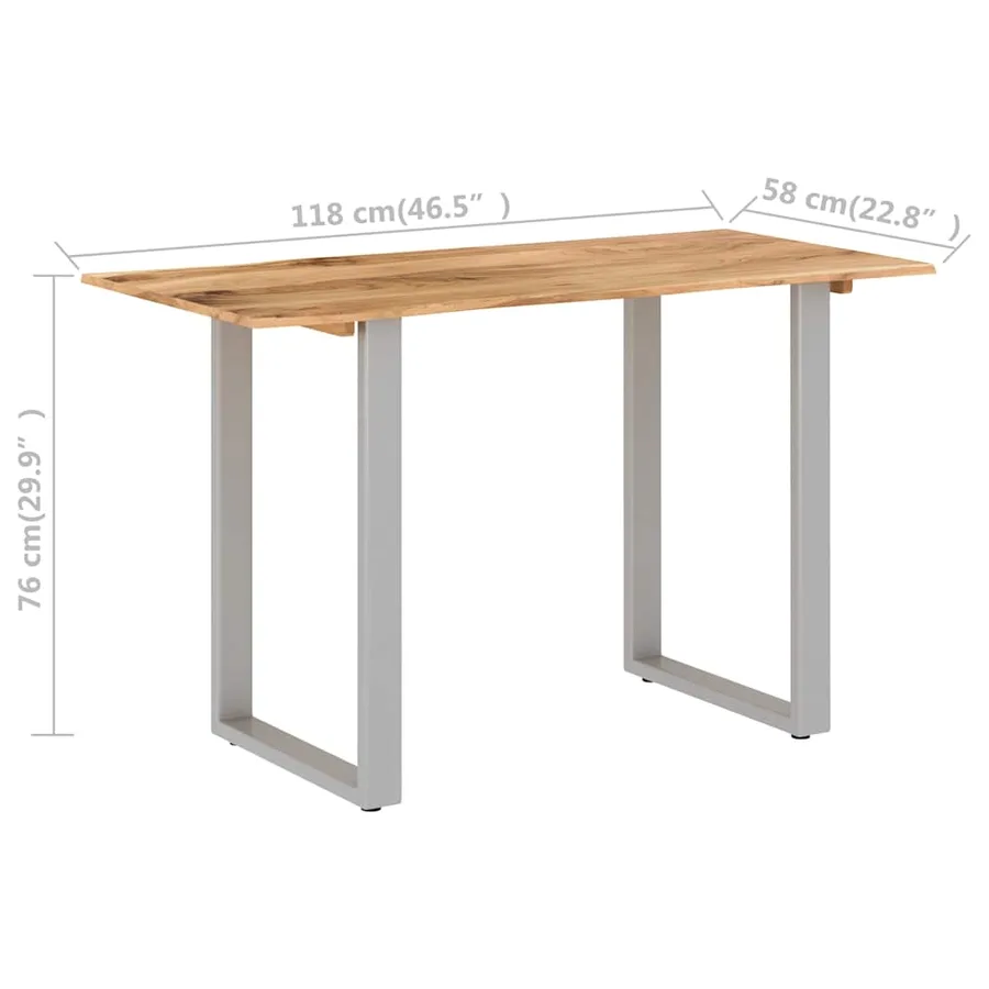 Table de salle à manger 118x58x76 cm Bois d'acacia solide - 8