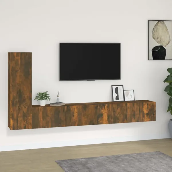 Ensemble de meubles TV 3 pcs Chêne fumé Bois d'ingénierie
