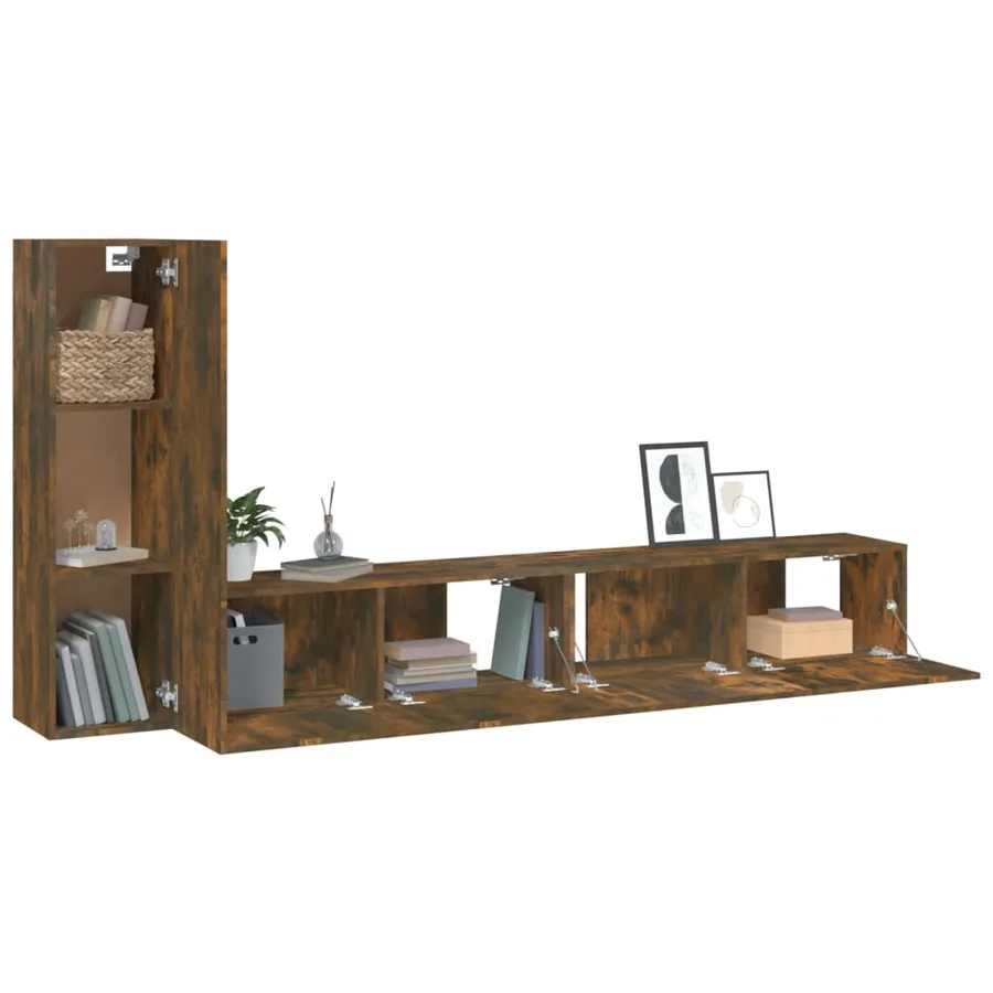 Ensemble de meubles TV 3 pcs Chêne fumé Bois d'ingénierie - 4
