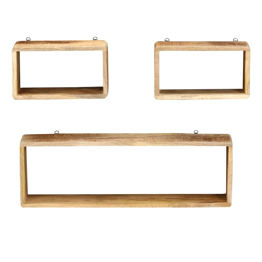 Ensemble d'étagère cube 3 pcs bois solide de manguier - 2