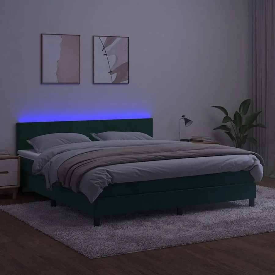 Sommier à lattes de lit avec matelas LED Vert foncé 180x200 cm - 3