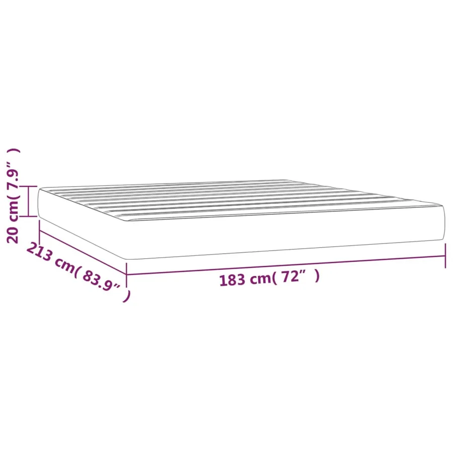 Matelas de lit à ressorts ensachés fermeté moyenne 183x213x20 cm tissu - 7