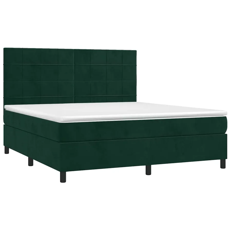 Sommier à lattes de lit et matelas Vert foncé 180x200cm Velours - 3