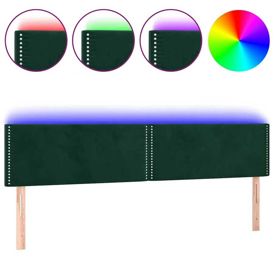 Tête de lit à LED Vert foncé 180x5x78/88 cm Velours - 2